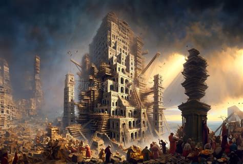 Construction Of The Tower Of Babel From The Biblical Story Stock Illustration Illustration Of