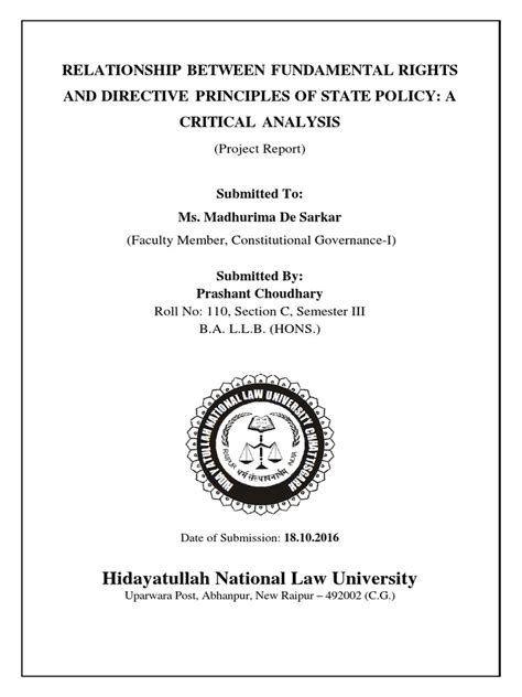 Relation Between Fundamental Rights And Directive Principle Of State