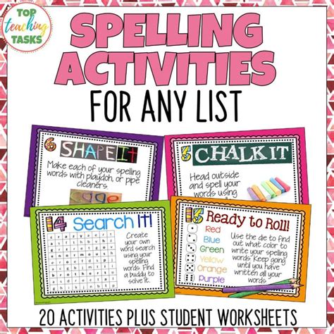 Spelling Activities For Any List Of Words Top Teaching Tasks