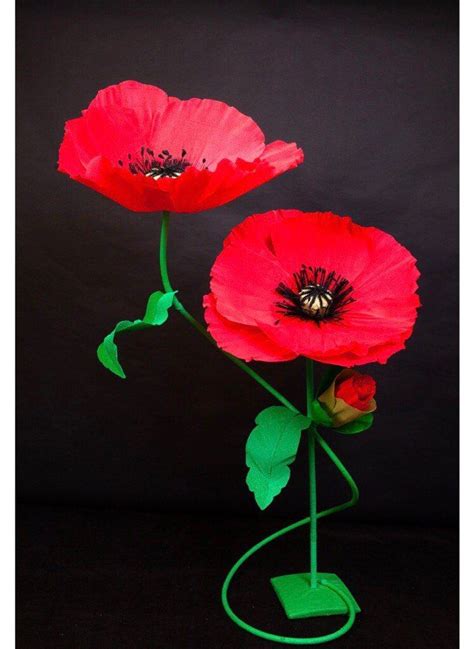 Self Standing Giant Poppy Large Paper Flowers Giant Paper Flowers Big Flowers Poppy Flower