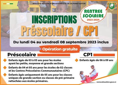 Rentrée scolaire 2023 2024 Côte d Ivoire inscriptions au CP1 YECLO