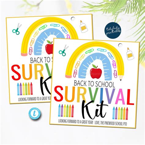 Editable Back To School Survival Kit Printable T Tag — Tidylady