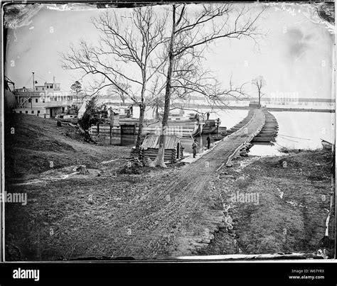 Pontoon Bridge Across James River At Deep Bottom Stock Photo Alamy