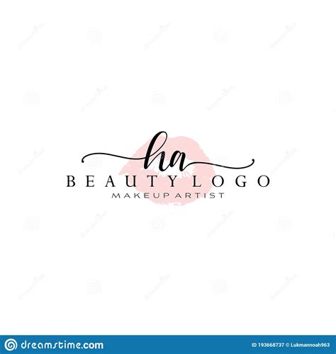 Letter HA Watercolor Lips Premade Logo Design Logo For Makeup Artist