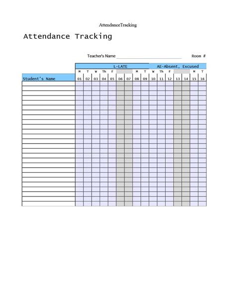 Leave Of Absence Tracking Spreadsheet in 40+ Free Attendance Tracker ...