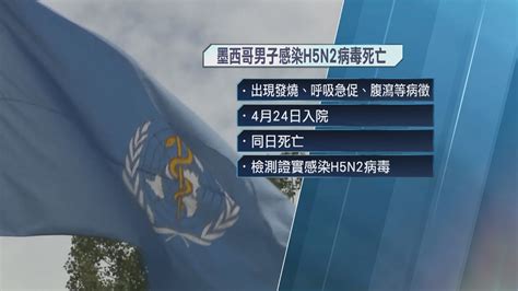 墨西哥出現全球首宗人類感染h5n2禽流感個案 【now新聞台】世界衛生組織及墨西哥表 示，墨西哥一名男子四月感染h5n2禽流感病毒後死亡，是