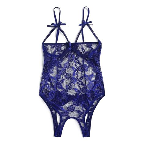 Ehtmsak Lingerie Set Blue Women Sexy Lace Lingerie Set One Piece