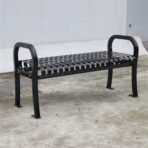 Outdoor Black Metal Backless Bench