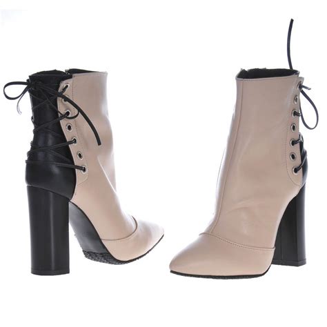 Botine Din Piele Naturala Nude Negru Cod B