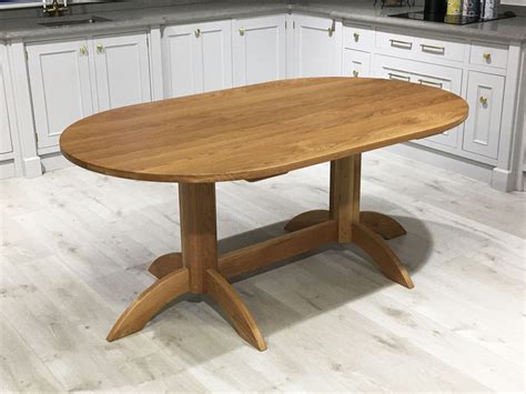 Oak Oval Double Pedestal Table 18001070 6 8 NC Fineline Furniture