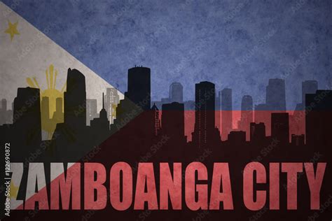 ภาพประกอบสต็อก Abstract Silhouette Of The City With Text Zamboanga City