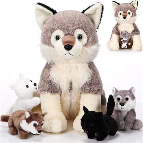 Buy Honoson 5 Pcs Wolf Plush Set 14 Inch Mommy Wolf Stuffed Animal With