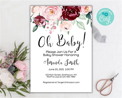 Free Custom Printable Baby Shower Invitation Templates Canva Atelier