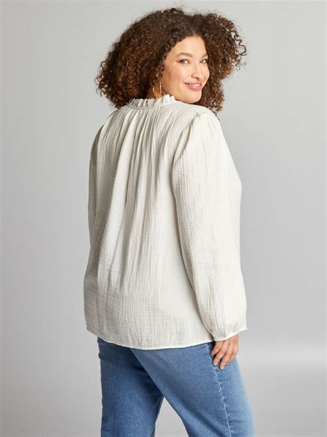 Blouse En Gaze De Coton Blanc Kiabi