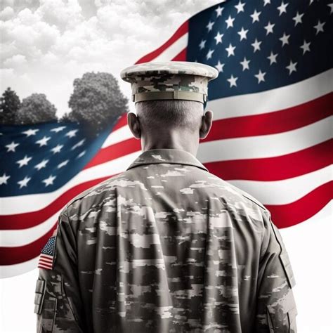 Premium AI Image | An American soldier stands in front of a flag ...