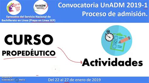 Actividades Curso Propedéutico UnADM 2019 1 Prepa en Línea SEP YouTube