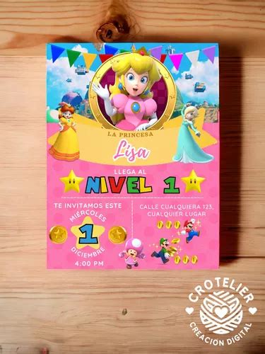 Invitaci N Digital Princesa Peach Personalizada Mario Bros En Venta En