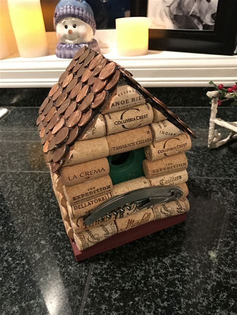 Wine Cork Bird House Penny Roof Wine Cork Crafts Bird House