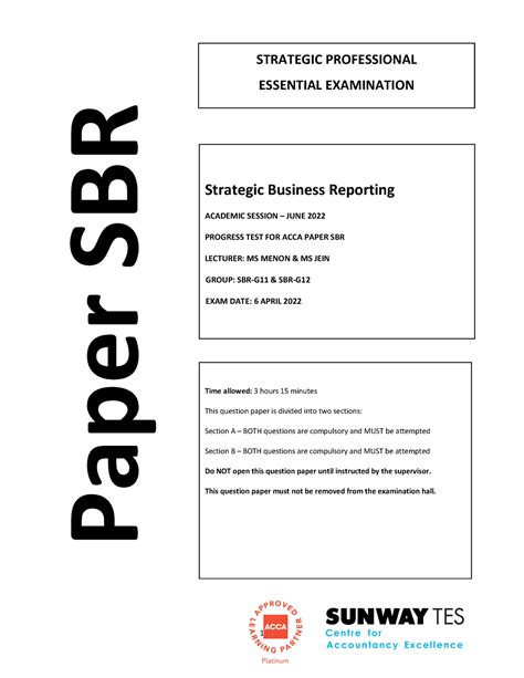 Sbr Pt J22 Q Pt June 2022 Strategic Professional Essential Examination Strategic Business