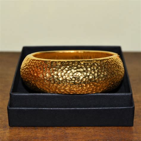 Bracciale Vintage Americano Bangle Kenneth Jay Lane Kjl Tono Oro Tilacino