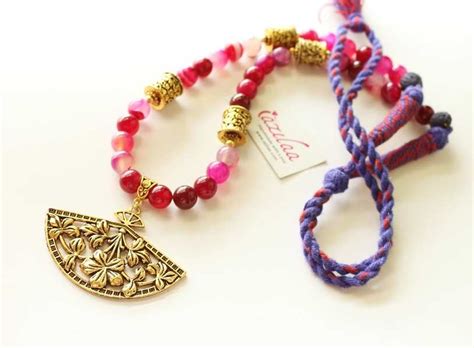 Pink Gemstone Beaded Ethnic Antique Gold Necklace Set At 2450 Azilaa