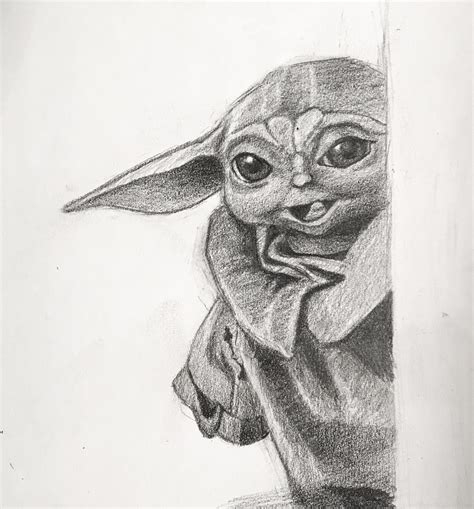 Baby Yoda, Pencil, by Me : r/TheMandalorianTV