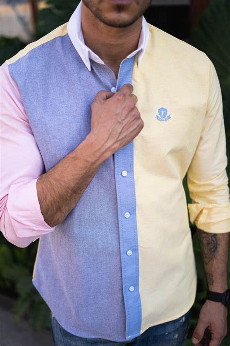 Camisa De Combinaciones Amarillo Azul Y Rosa FOR2636 Fortrop