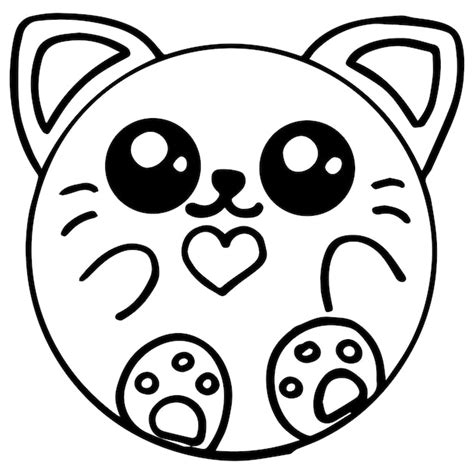 Детские раскраски, милый кот пончик персонаж векторная иллюстрация eps ...