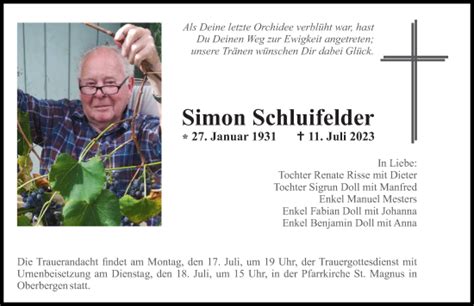 Traueranzeigen Von Simon Schluifelder Augsburger Allgemeine Zeitung