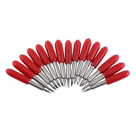 15Pcs 45 Degree Plotter Cutter Blades, Red Cap Cemented Carbide Roland ...