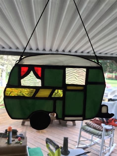 Retro Rv Camper Stained Glass Sun Catcher Etsy