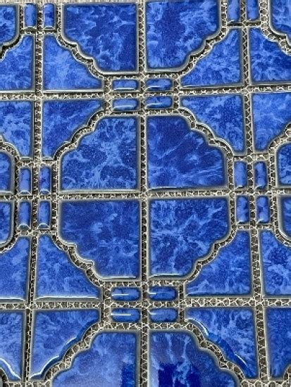 Sunburst Pacific Blue Glossy Glazed Porcelain Mosaic Pool Tile Stb