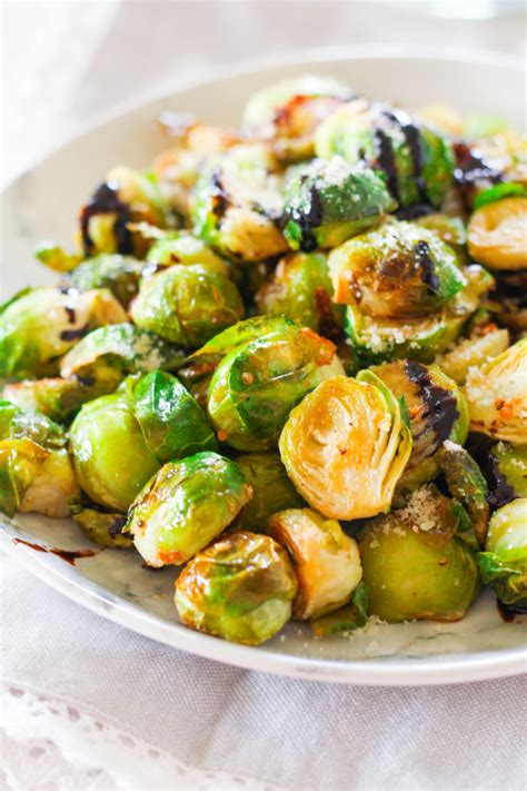 Parmesan Balsamic Roasted Brussels Sprouts Zen And Spice