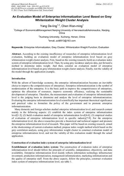 An Evaluation Model Of Enterprise Informatization Level Based On Grey Whitenization Weight