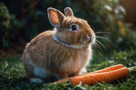 Premium Photo A Fluffy Bunny Nibbling On A Carrot