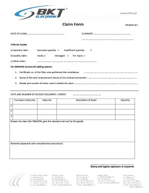 Fillable Online Bkte Claim Form Fps Ed Bkt Elektronik Bkte