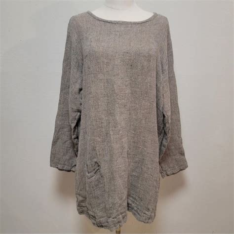 Flax By Jeanne Engelhart Linen Tunic Top Size Depop