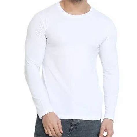 Cotton Plain Mens White Full Sleeve T Shirt At Rs 150 Piece In Hooghly