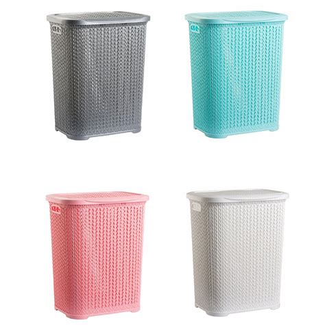 Plastic Laundry Basket Clothes Washing Bin Storage Hamper Small Large ...