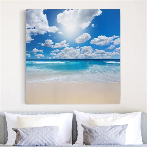 Impression sur toile tableau sur toile châssis bleu ciel paysage plage