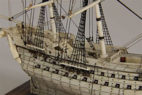 French Prisoner Of War Miniature 80 Gun Man O War Ship Model Circa 1800