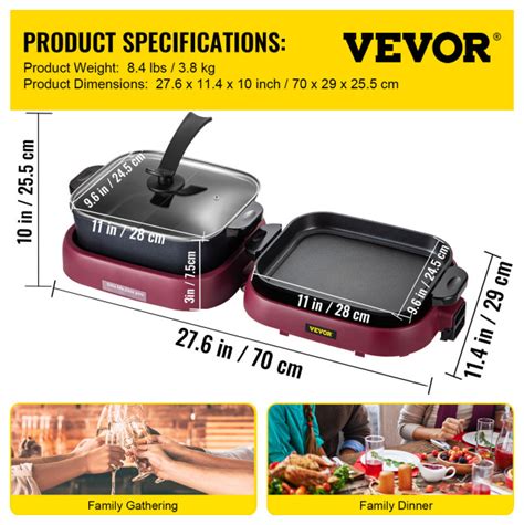 Vevor In Electric Bbq Pan Grill Hot Pot Foldable Hot Pot Bbq Grill W Contemporary