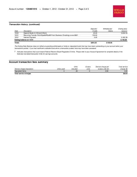 Savings Account Bank Account Money Template Templates Wells Fargo