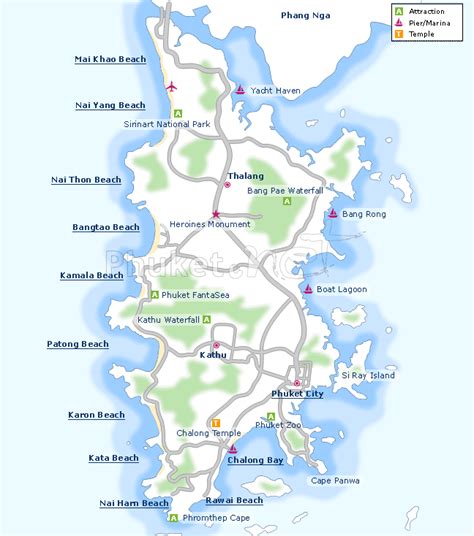 Map Of Phuket Island Thailand Phuket Net