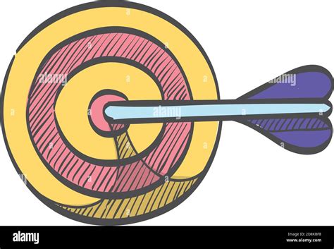 Icono De Flecha En Forma De Bullseye En El Dibujo En Color Estrategia