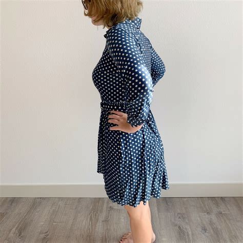 Lane Bryant S Vintage Blue White Polka Dot Dress M Gem