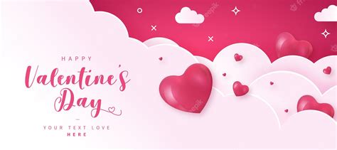 Premium Vector Happy Valentines Day Banner Background With Papercut