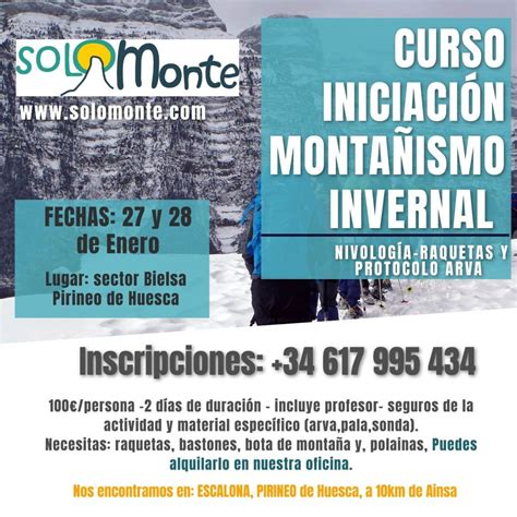 27 y 28 de Enero Curso de Iniciación al Montañismo Invernal Solomonte