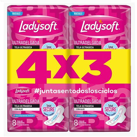 Ladysoft Toalla Ultra Delgada Tela Seca 8 Uds Oferta 4x3 Farmacia El