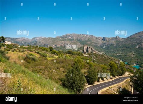 Spanish Countryside And The Aitana Mountains As Seen From Guadalest